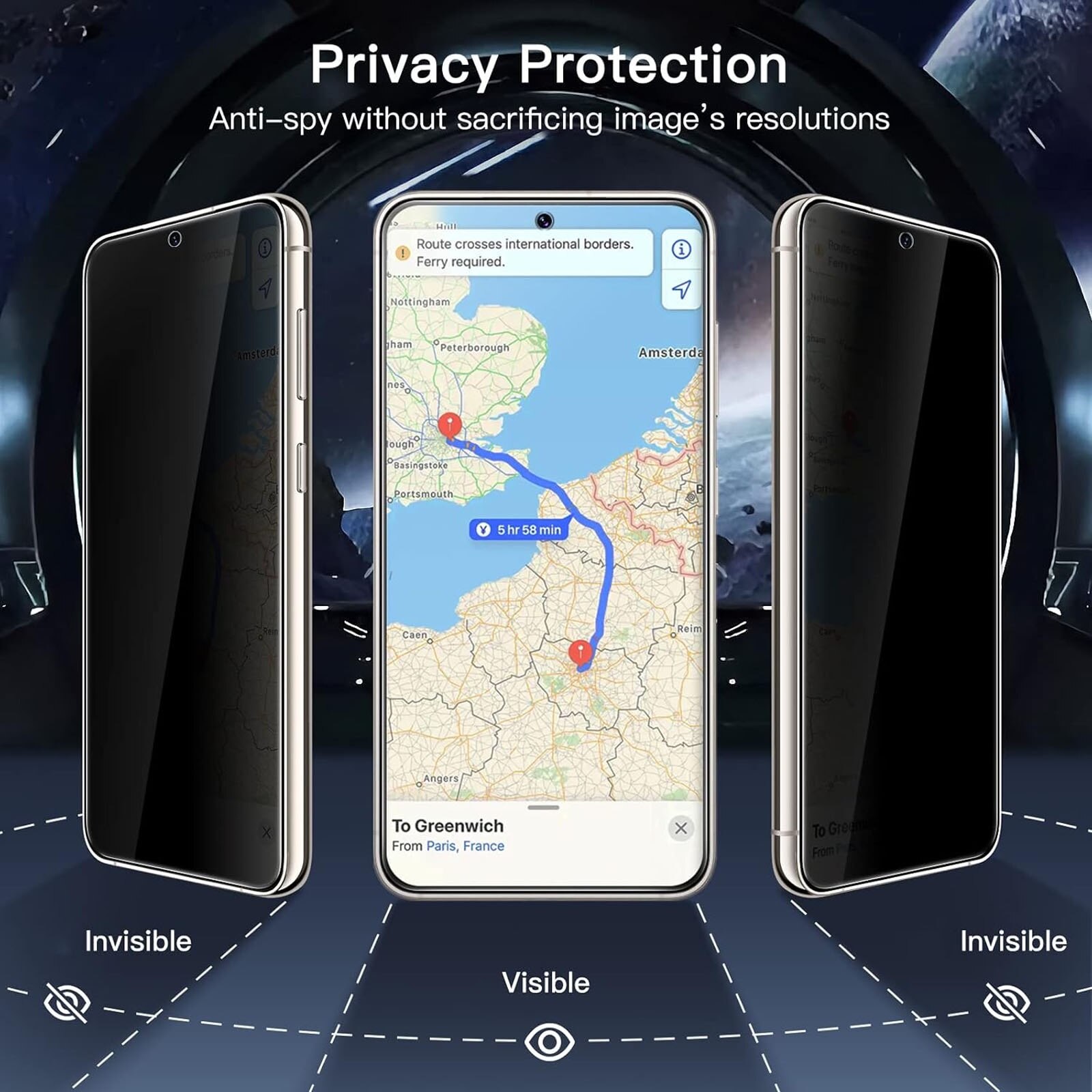 Set 2 folie de protectie privacy pentru Samsung Galaxy S23FE 5G, Hggzeg, Folie sticla privacy, Folie de protectie, Cu easy install kit, 2 folie protectie camera spate, Din sticla securizata 9H+, Anti zgarieturi, Sticla, Negru