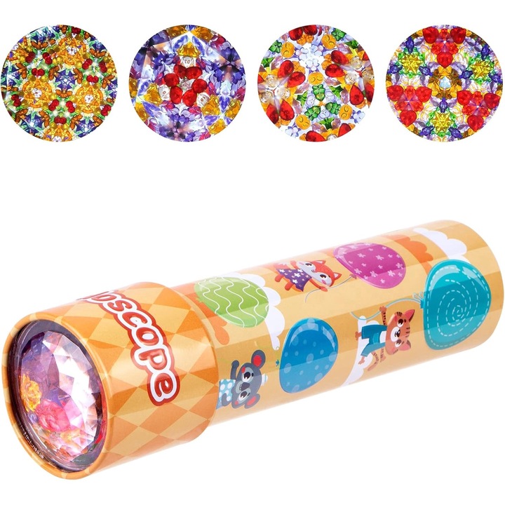 Klasszikus kaleidoszkóp gyerekeknek, fém test, retro oktatójáték, 3D-s állatmodell, születésnapi parti ajándék, sárga