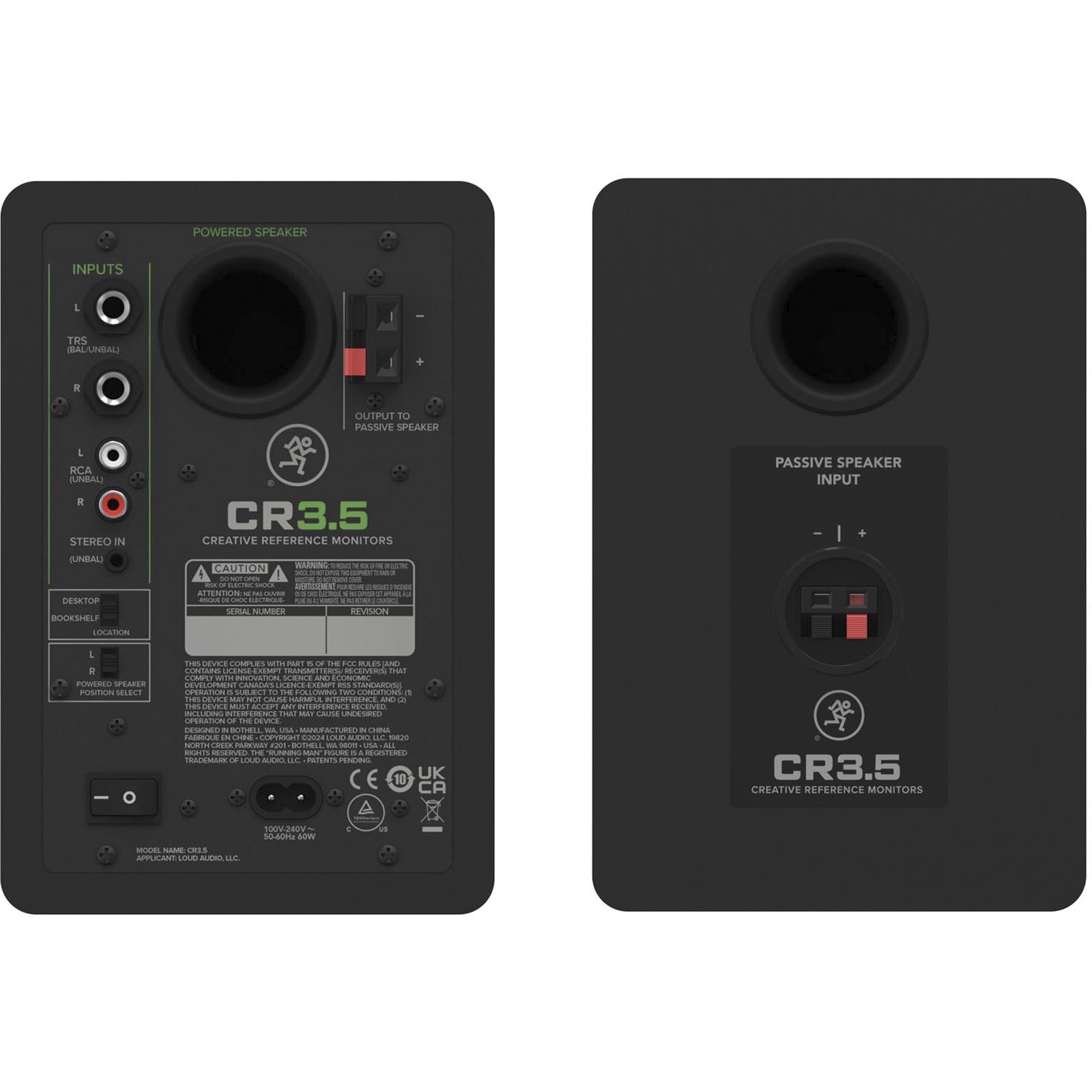 Boxe de studio active, Mackie, CR35BT, difuzoare de 3,5 inchi cu control ton, Bluetooth, negru