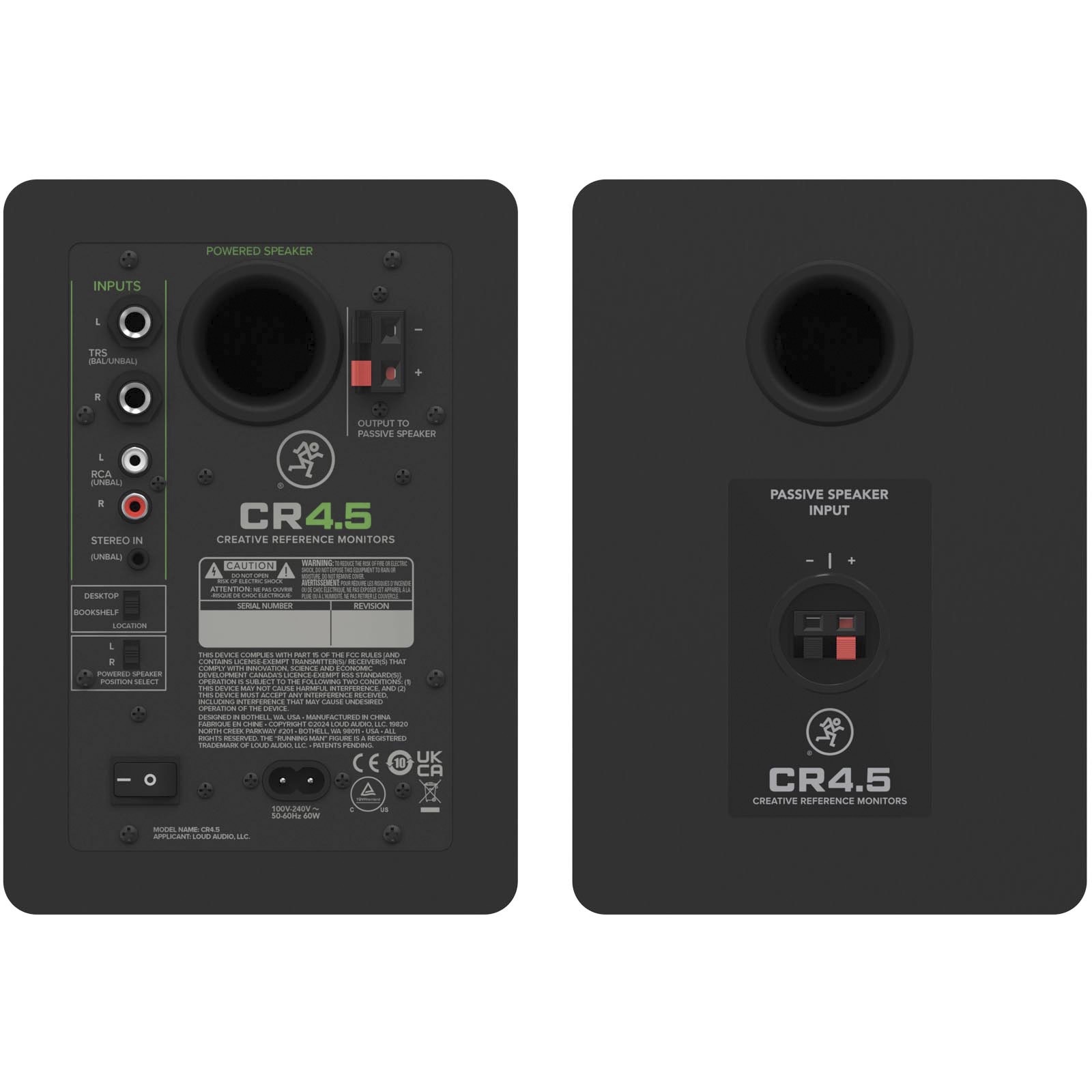 Boxe de studio active, Mackie, CR45BT, Difuzoare de 4, 5 inchi cu control ton, Bluetooth, Negru