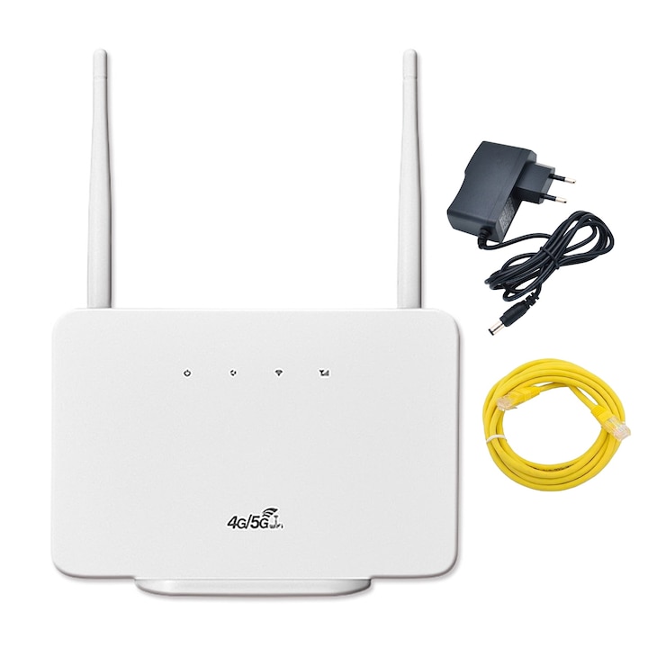 Безжичен рутер SINBINTA 4G, преносим рутер, 150Mbps, със слот за SIM карта, Plug and play, ултраниска латентност, поддържа 12 потребители едновременно, 2 антени, лесен за носене и използване, 21,5x15x4,5 см, пластмаса, бял