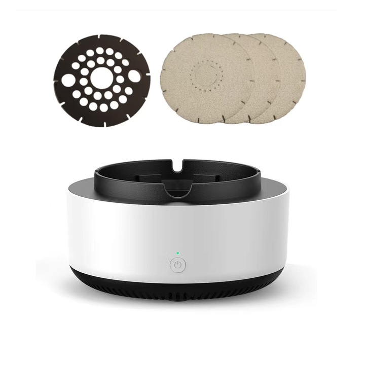 Пепелник 2 в 1, абсорбатор на дим, с въздушен филтър, бял