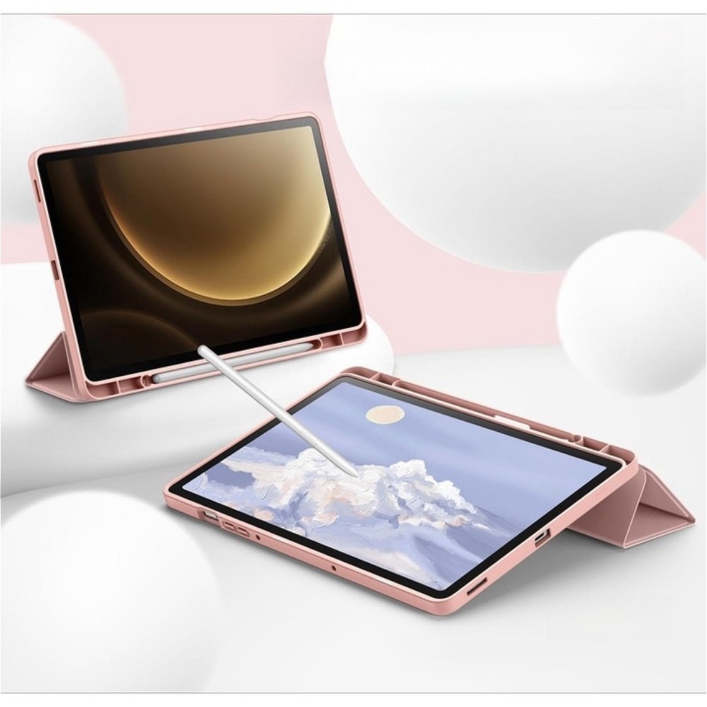 Husa de protectie tableta, TPU durabil, design elegant si minimalist, senzor magnetic incorporat, functia Wake/Sleep, compatibila cu Samsung Galaxy Tab S9 FE Plus, 12.4'', Silicon, moale, durabil si rezistent la uzura, Roz