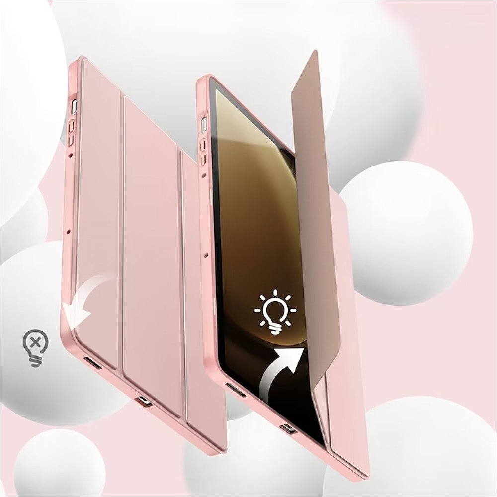 Husa de protectie tableta, TPU durabil, design elegant si minimalist, senzor magnetic incorporat, functia Wake/Sleep, compatibila cu Samsung Galaxy Tab S9 FE Plus, 12.4'', Silicon, moale, durabil si rezistent la uzura, Roz