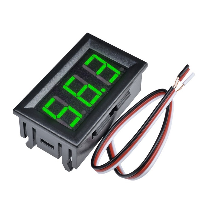 Цифров волтметър с LED дисплей 0.56", 0-30V, DC 4.7-30V, зелен
