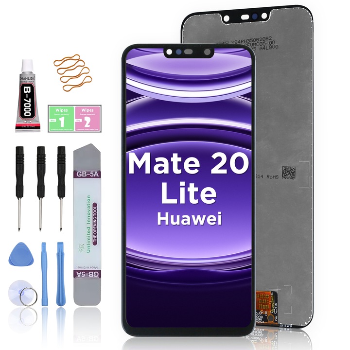 LCD дисплей за Huawei Mate 20 Lite, сензорен екран, LL TRADER, смяна на екрана, високо качество, черен, с инструменти за ремонт