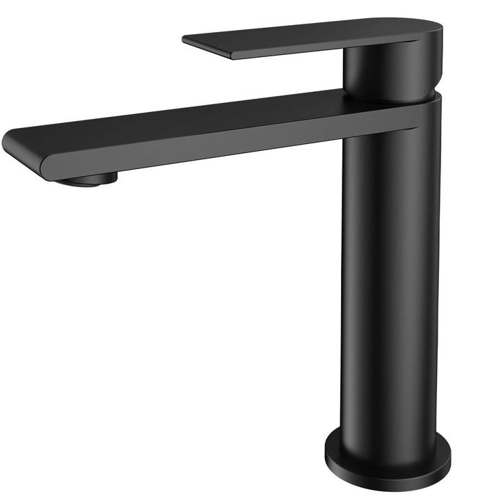 Смесител за мивка, черен мат, аератор, неръждаема стомана, монтаж на мивка, Sereno