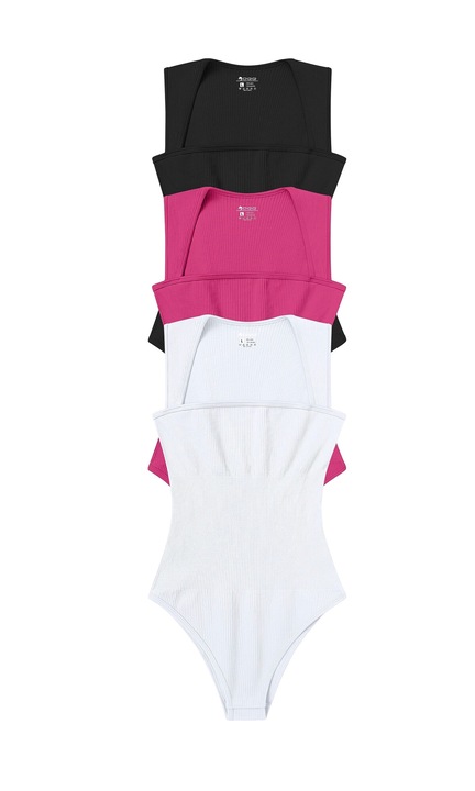 Комплект от 3 дамски бодита, OVERTANG, Найлон/Еластан,, Многоцветен