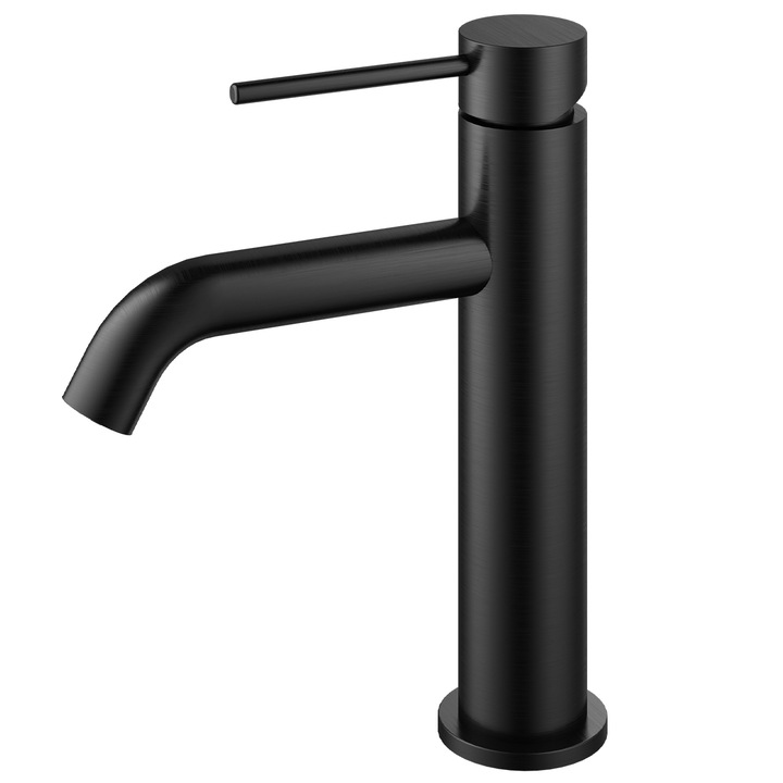 Смесител за мивка, черен мат, аератор, неръждаема стомана, монтаж на мивка, Fino