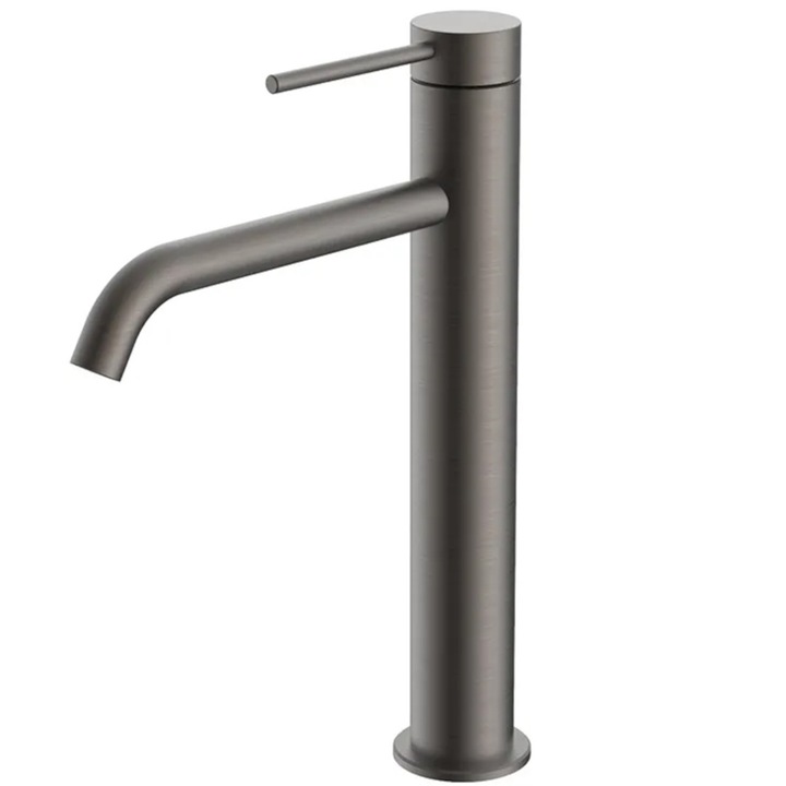 Смесител за мивка, Gun Grey, Аератор, неръждаема стомана, монтаж на плот, Fino