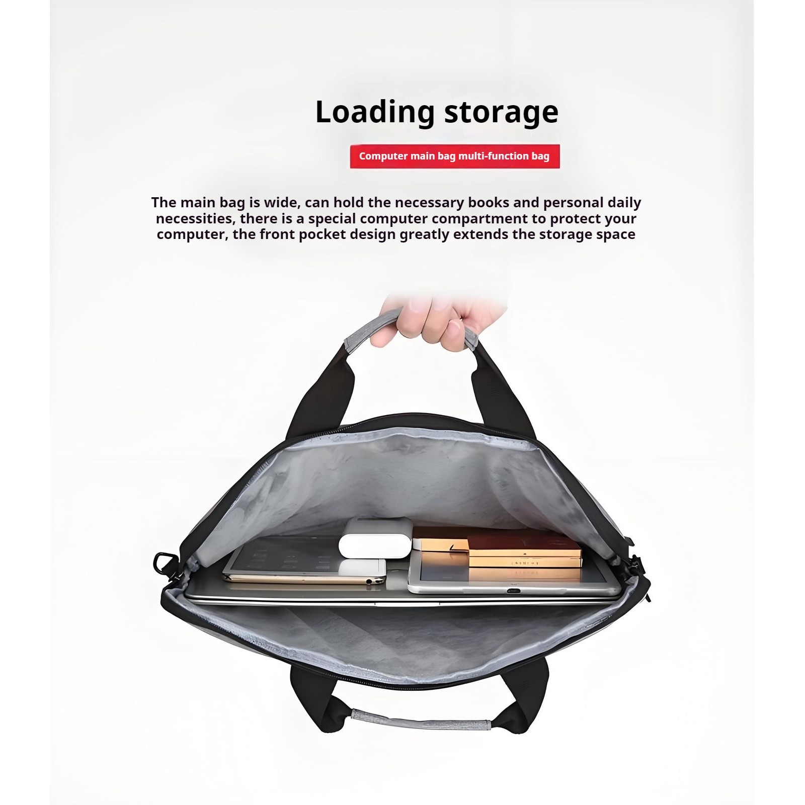 Geanta pentru laptop, geanta de mana, geanta pentru documente pentru exterior de mare capacitate, gri, 15,6 inchi, 40×30×3cm