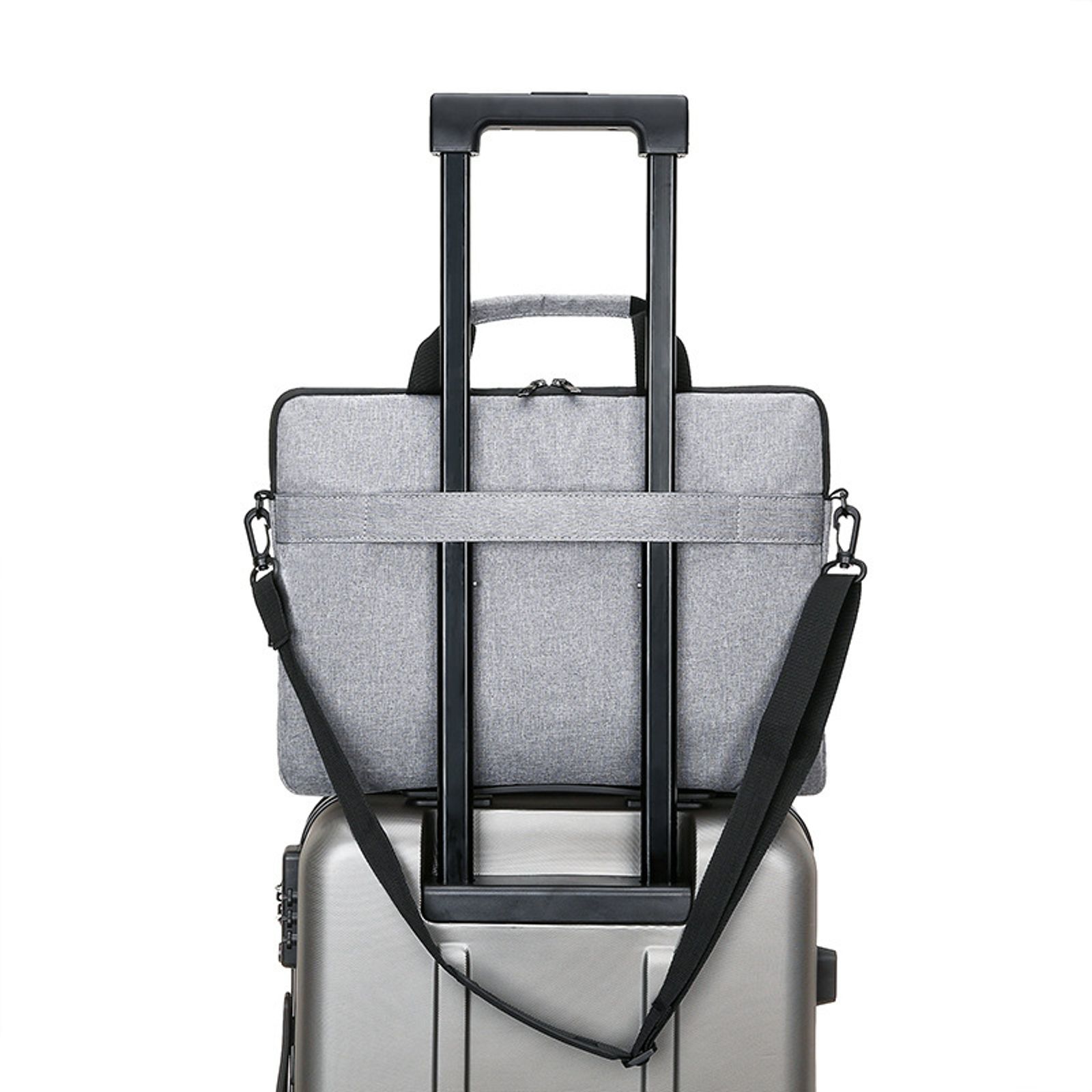 Geanta pentru laptop, geanta de mana, geanta pentru documente pentru exterior de mare capacitate, gri, 15,6 inchi, 40×30×3cm