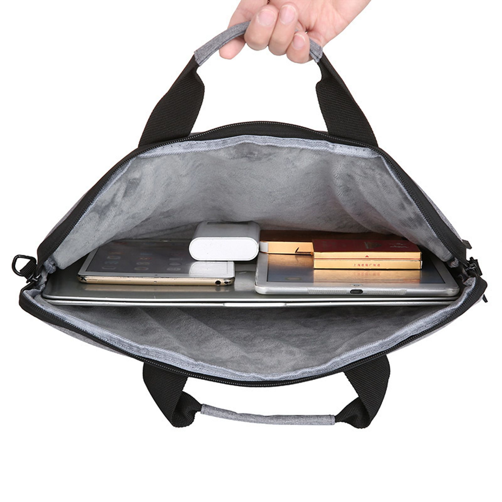 Geanta pentru laptop, geanta de mana, geanta pentru documente pentru exterior de mare capacitate, gri, 15,6 inchi, 40×30×3cm