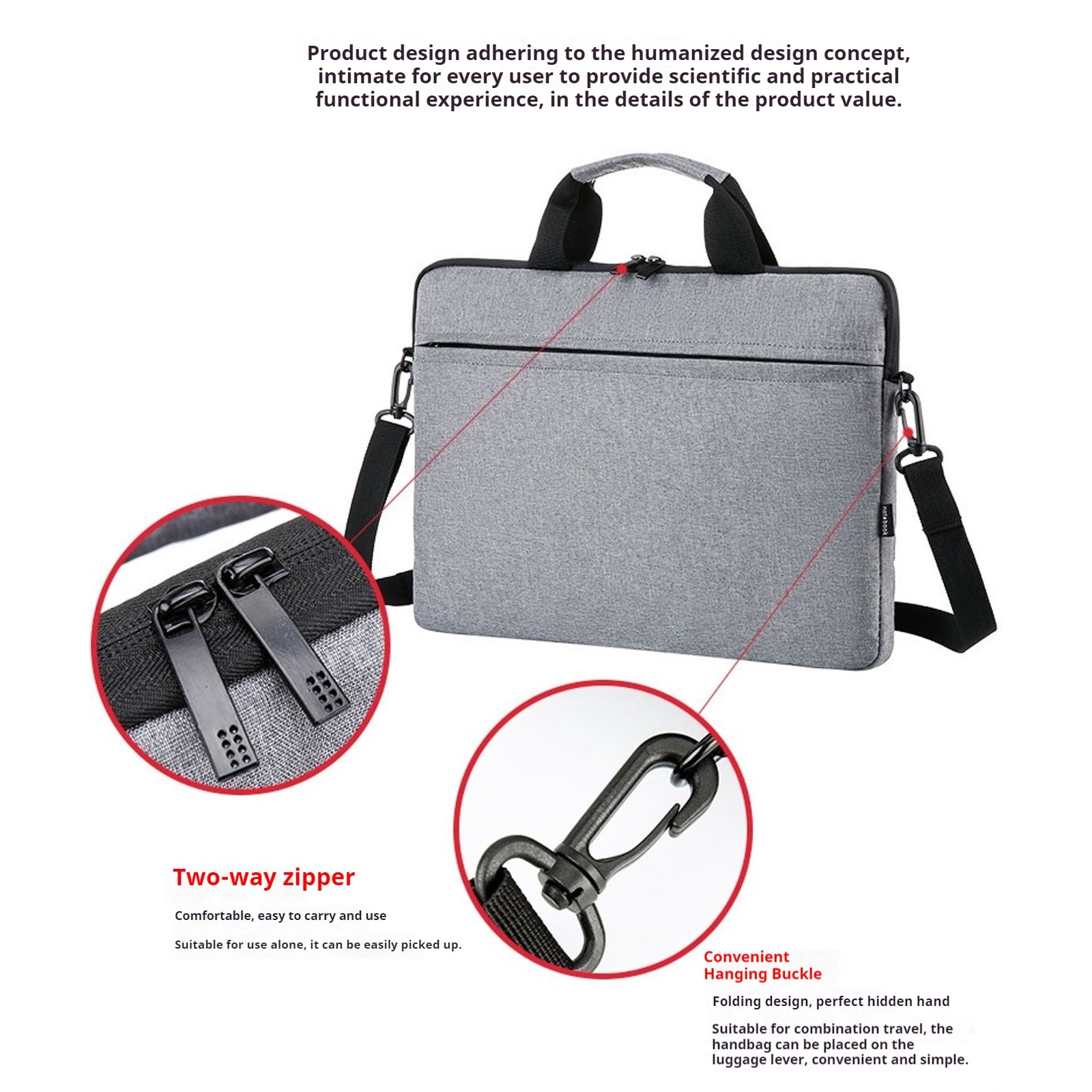Geanta pentru laptop, geanta de mana, geanta pentru documente pentru exterior de mare capacitate, gri, 15,6 inchi, 40×30×3cm
