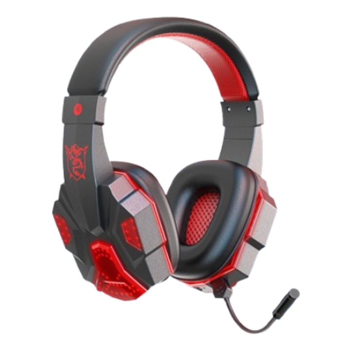 Professzionális gaming fejhallgató SY-T830 fülre helyezhető Bluetooth fejhallgató hívászajszűrővel, 40 mm-es meghajtó egységgel, sztereó fejhallgató mikrofonnal, Bluetooth 5.1, okostelefonokhoz, PC, iPad, APP, piros