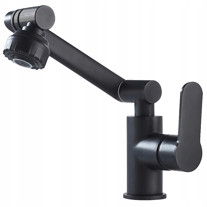 Szaniter csaptelep, Maibang, K1930, fali, csaptípus, forgó, konyhai mosogató, egykaros, stílus, szabványos, sárgaréz, magasság, 200 mm, csaphossz, 200 mm, króm, fekete