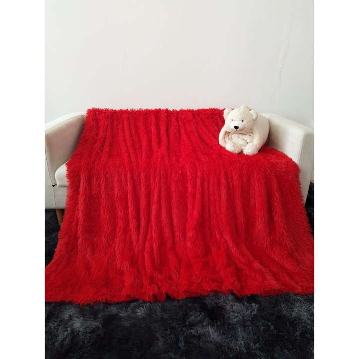 Patura dubla, Cotton Market, 160x200cm, rosie, material shaggy