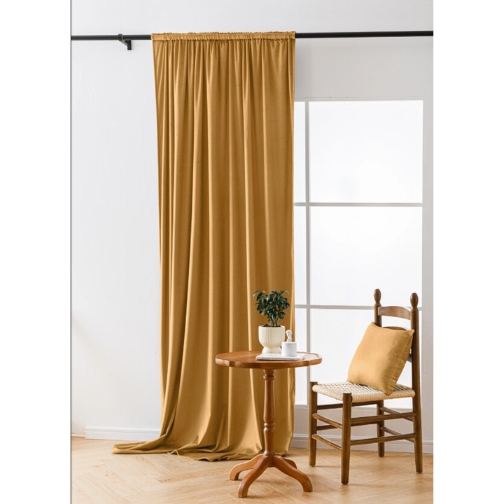 Кадифена завеса, Cotton Market, 140x270см, горчица