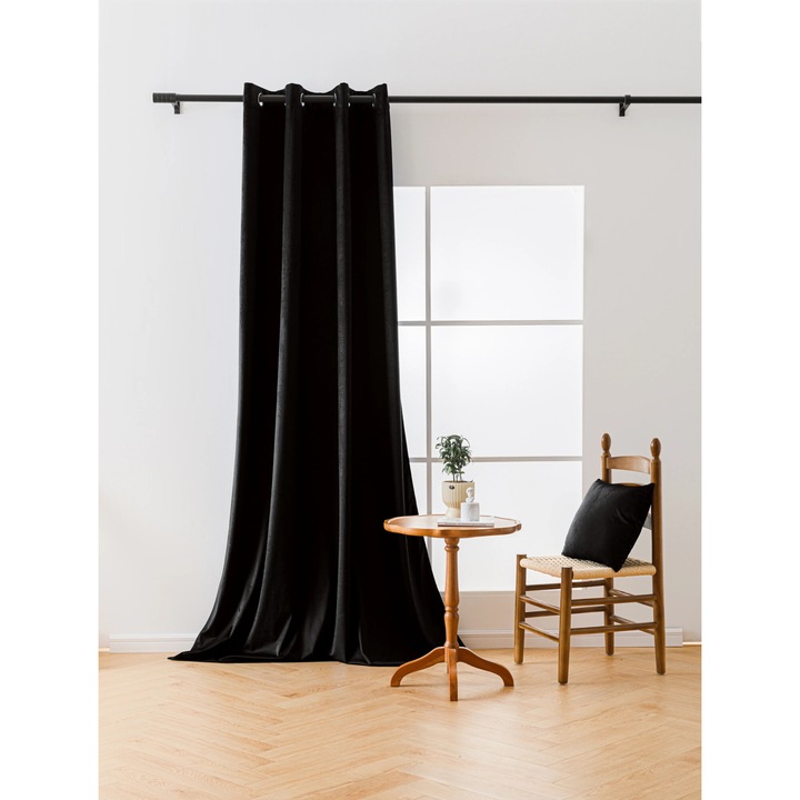 Cotton Market drapéria, 140x270cm, fekete