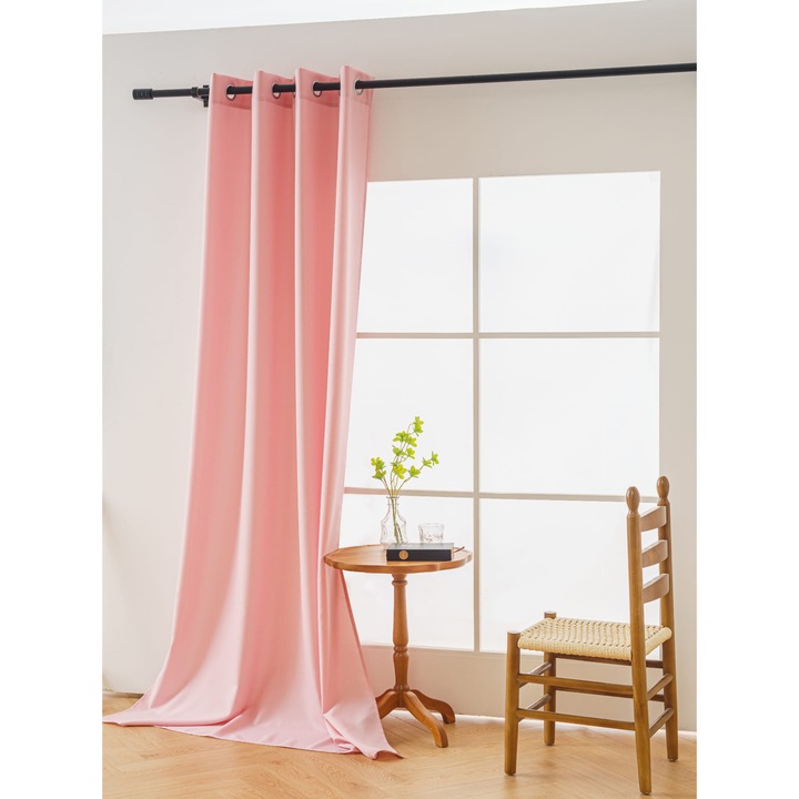 Perdea simpla, Cotton Market, roz, 140x250cm, 50% intunecare, cu inele