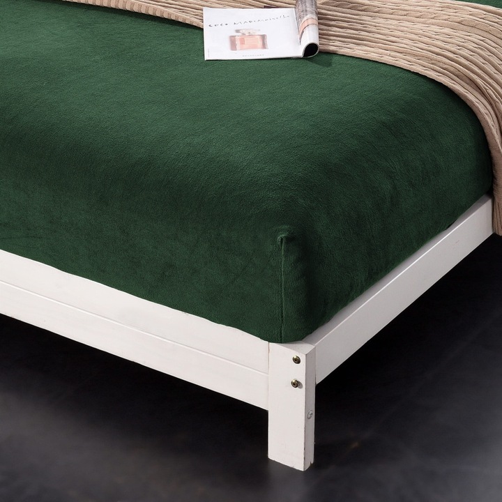 Cearsaf Jersey cu Elastic 180x200+28 cm, Verde Sticla, Model "Ursulet"