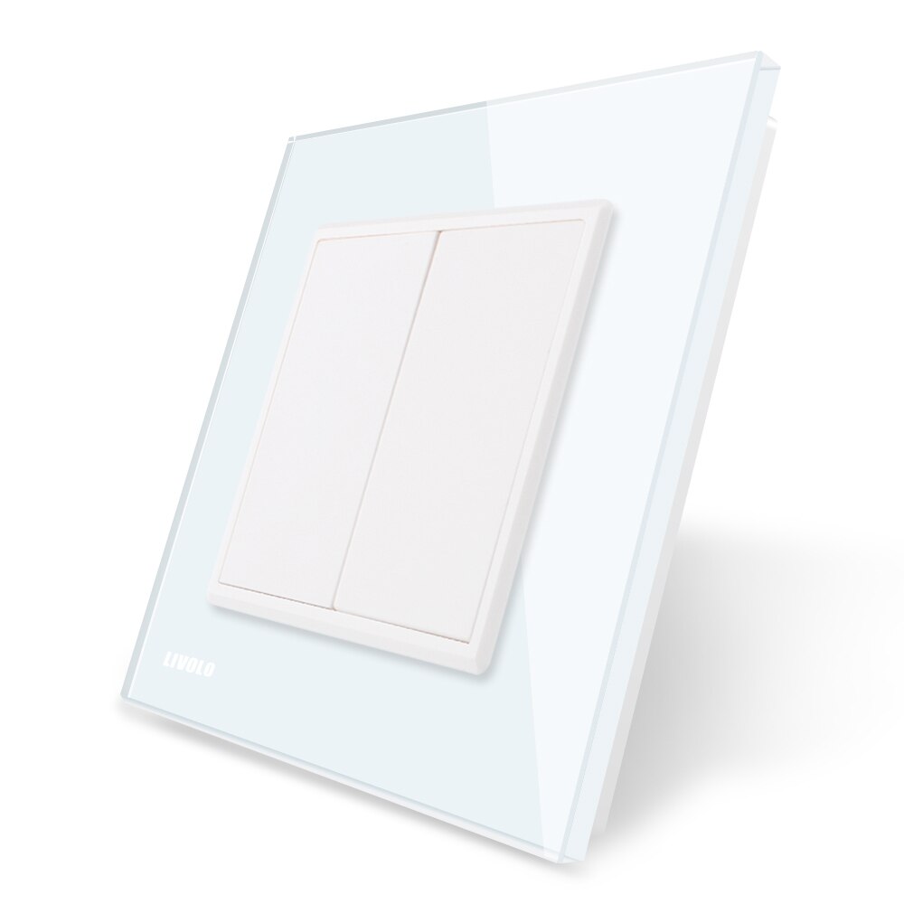 Priza blank/goala Livolo cu rama din sticla, Alb