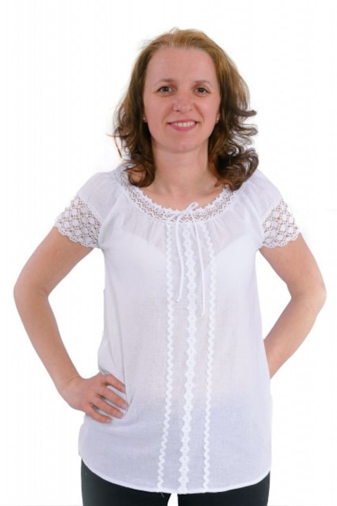 Bluza alba stilizata cu dantela BL108 NatuRustiQ