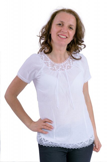Bluza alba stilizata cu dantela BL103 NatuRustiQ