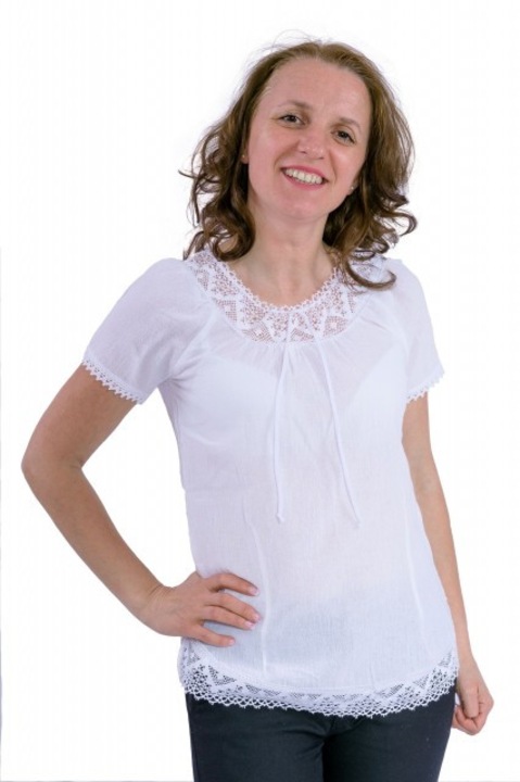 Bluza alba stilizata cu dantela BL103 NatuRustiQ