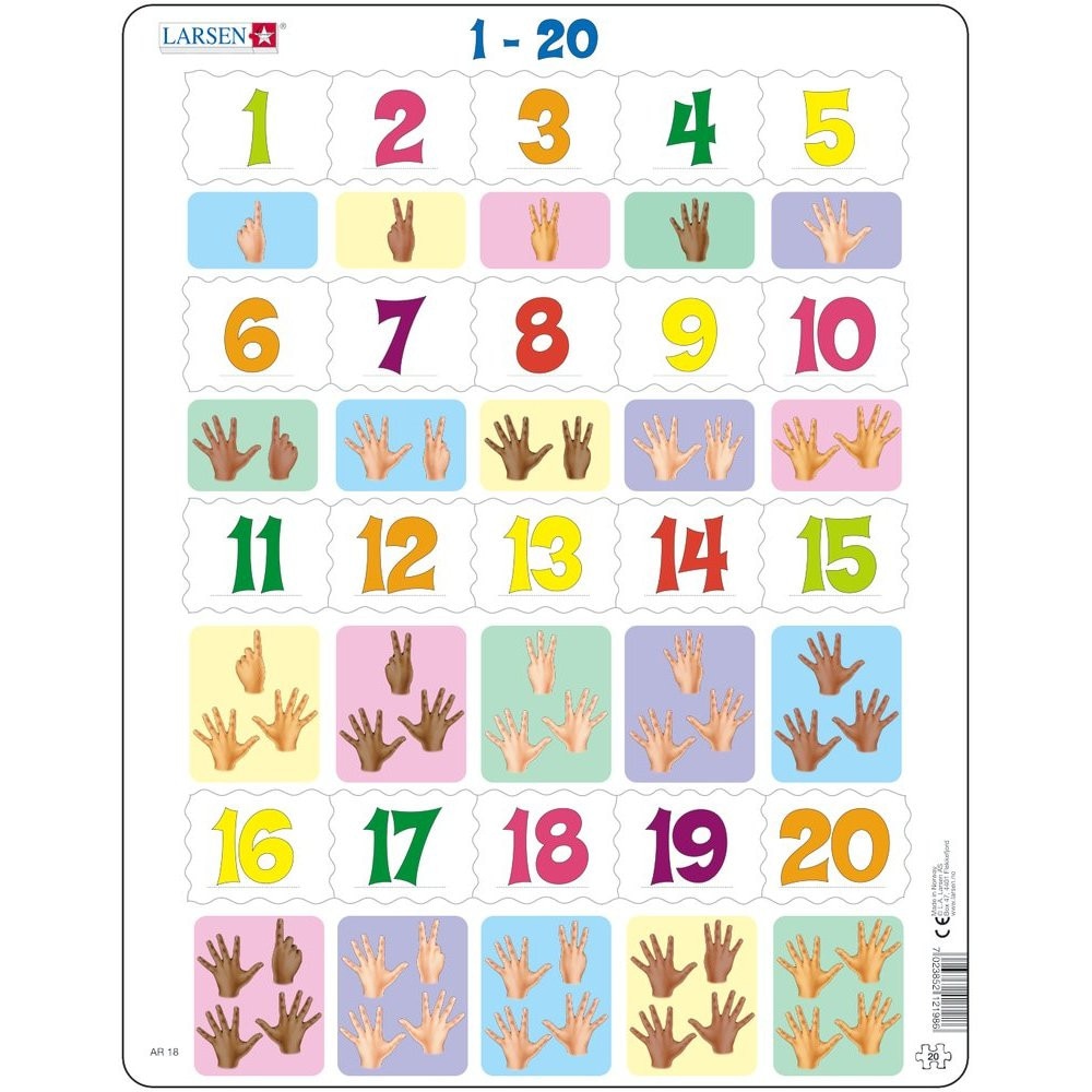 Puzzle Numere 1 - 20, 20 Piese, Larsen