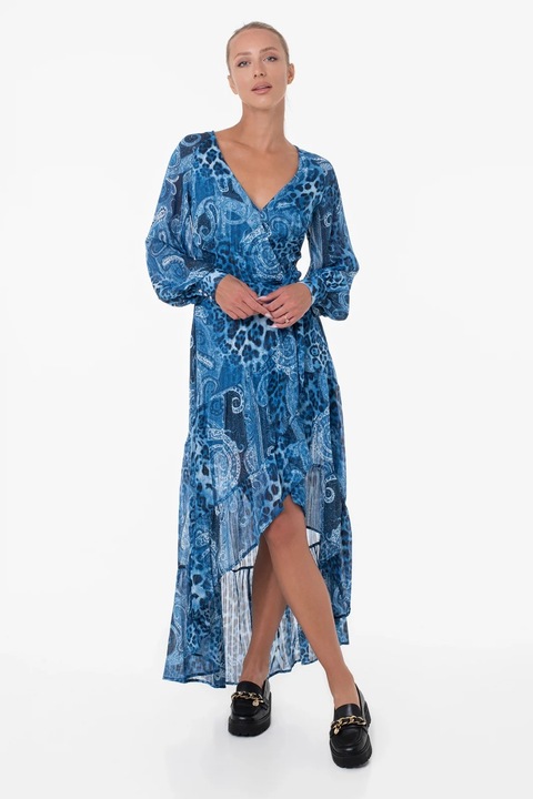 Асиметрична рокля Guess с пейсли принт W3YK48,, Тъмносин, L