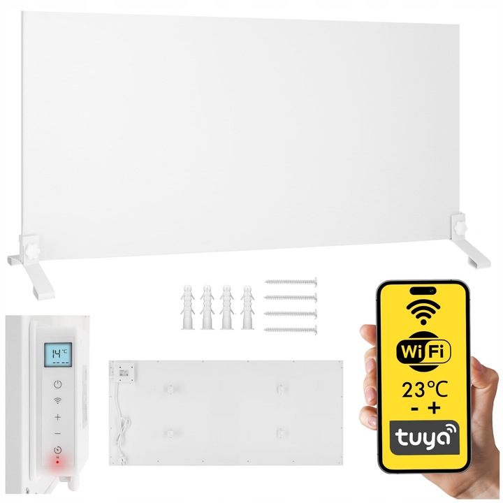 Radiator infrarosu, Mission Air, MILANO, 700W, tehnologie de incalzire infrarosu, panou ultra-subtire, control Wi-Fi, latime 1195 mm, inaltime 595 mm, grosime 21 mm, alb