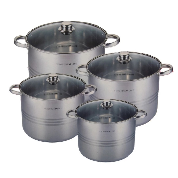 Berghome Line BL-1474 indukciós 8 részes rozsdamentes edénykészlet (2.8L, 3.8L, 5.3L, 8.6L)