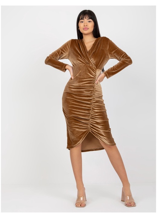 Rochie, VIKKI, VI-SK-158-32P, Bumbac, Camel, S-M