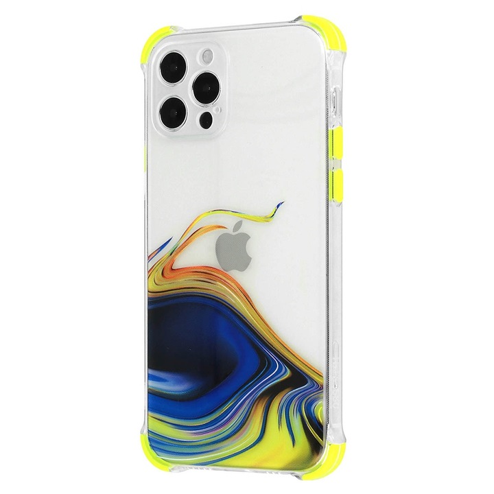 G-Tech Ink Case, съвместим с Redmi Note 10 Pro/Note 10 Pro Max, Еластична удароустойчива гума, Защита на камерата, 1,5 мм, Син/Жълт