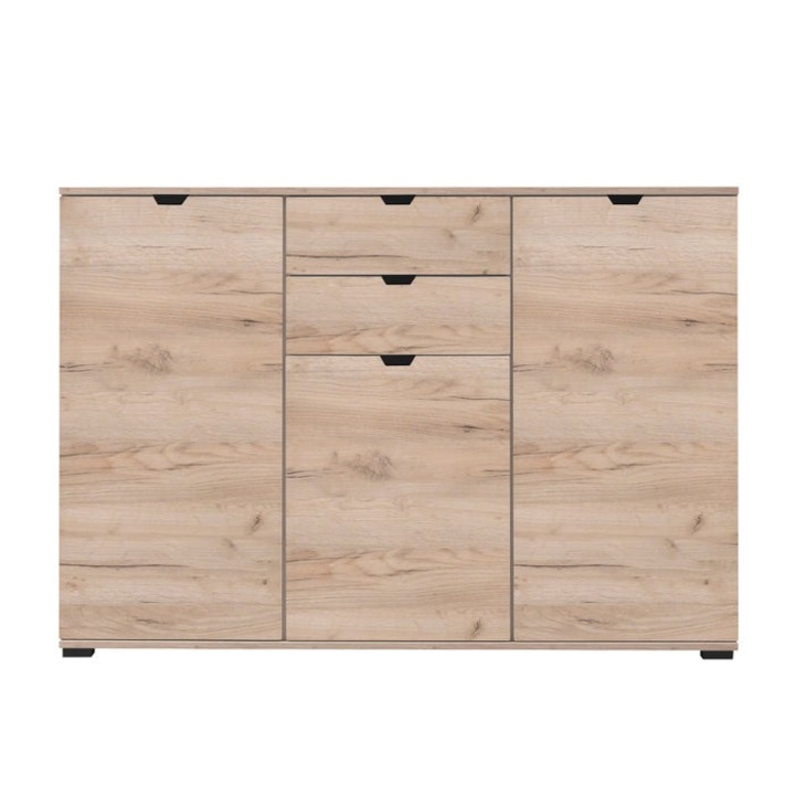 Comoda dormitor Duero 3K2F, cu 3 usi + 2 sertare, stejar gri, 135 x 95 x 40 cm, 2C