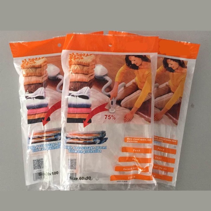 Vákuumos zsák ruhákhoz, 110 x 80 cm, újrafelhasználható