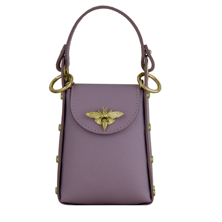 Geanta crossbody din piele naturala Eva Bags, Amy lila, 12x18x6