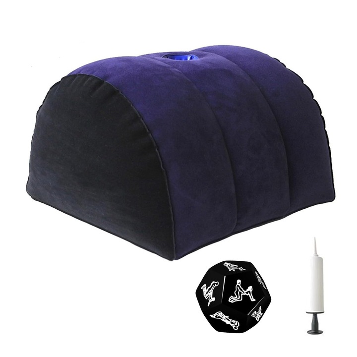 Szexpozíciós párna, SINBINTA, 2 az 1-ben szexpárna nőknek és pároknak, növeli a felnőttek örömét, élvezze a kényelmet, csúszásmentes és tartós, különféle szexuális játékokkal kompatibilis, PVC/bársony, 32x38x22 cm, kék