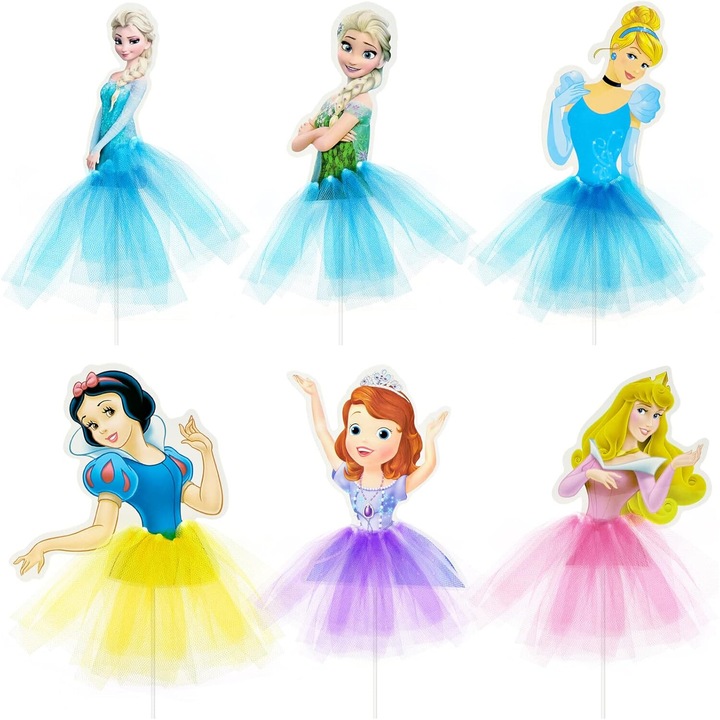 Комплект от 6 блата за торта, Принцеси, Многоцветни