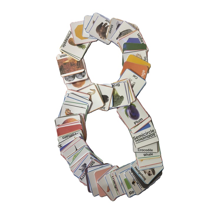 Set 90 cartonase educative, multicolor, 5.6x5.6cm