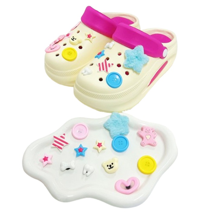 Set 13 bucati accesorii pentru incaltaminte AONYIYI, flori tridimensionale, design detasabil, multicolor