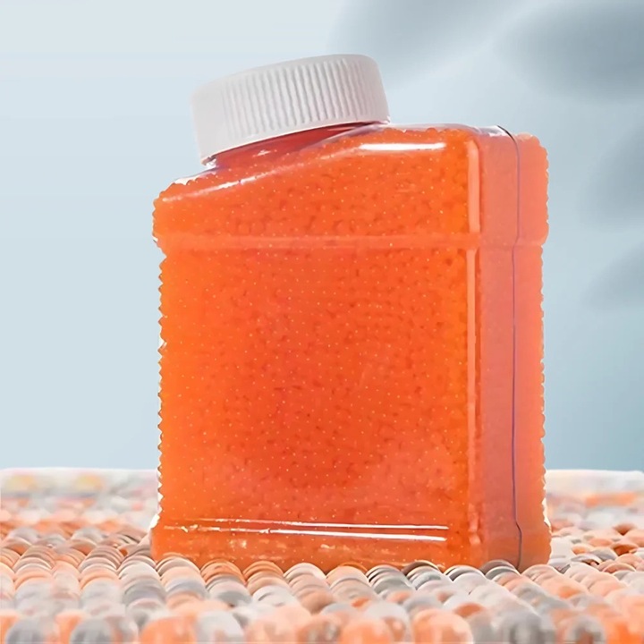 Bile Decorative din Hidrogel - Water Bomb Orange - 50 000 de Bilute Biodegradabile, Expandabile in Apa, 7-8 mm, 250 gr, Potrivite pentru Decorarea Vazelor si a Bolurilor de Sticla