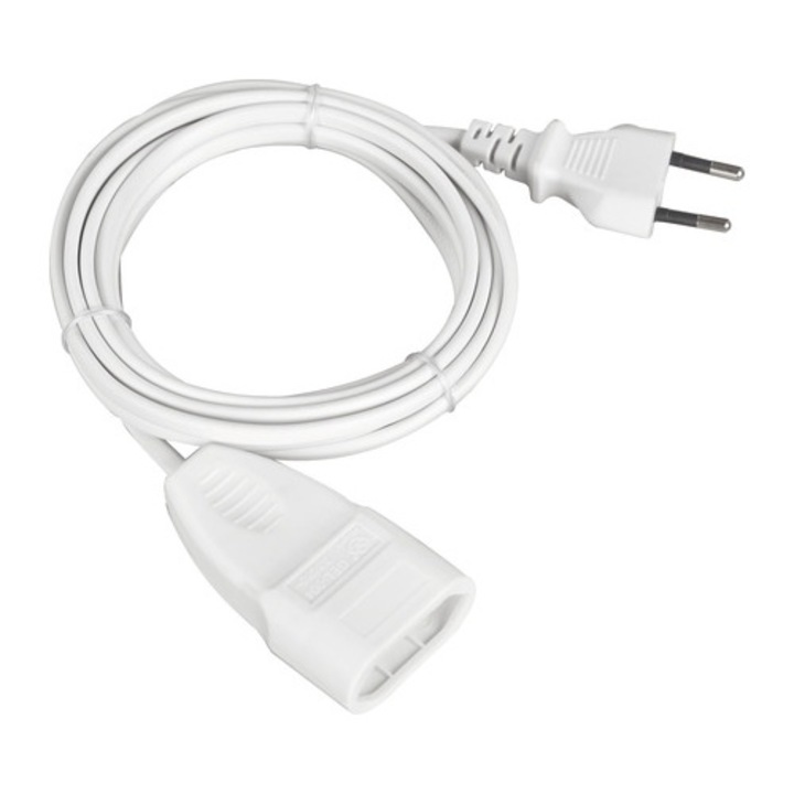 Евро удължител, IP20, 1 гнездо, 2 x 0,75 mmp, 2 m, бял
