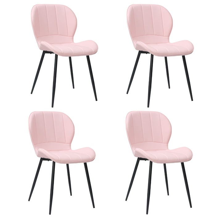 Set 4 scaune Topaz roz, piele ecologica, picioare metalice negre, 86x50 cm