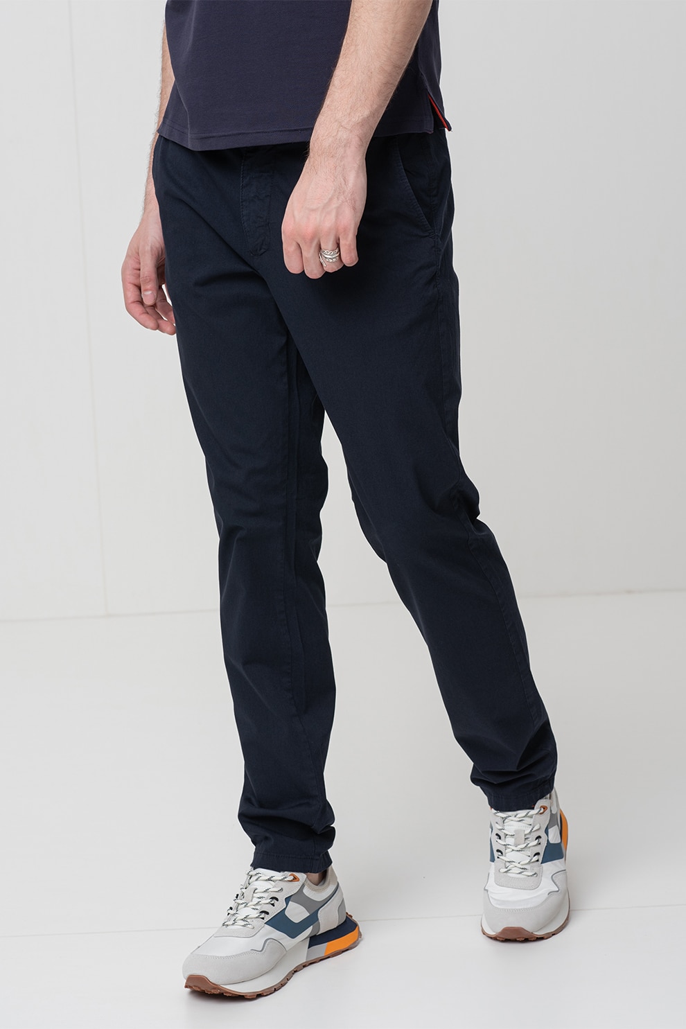 Lumberjack, Pantaloni chino cu talie medie, Albastru ultramarin, 48