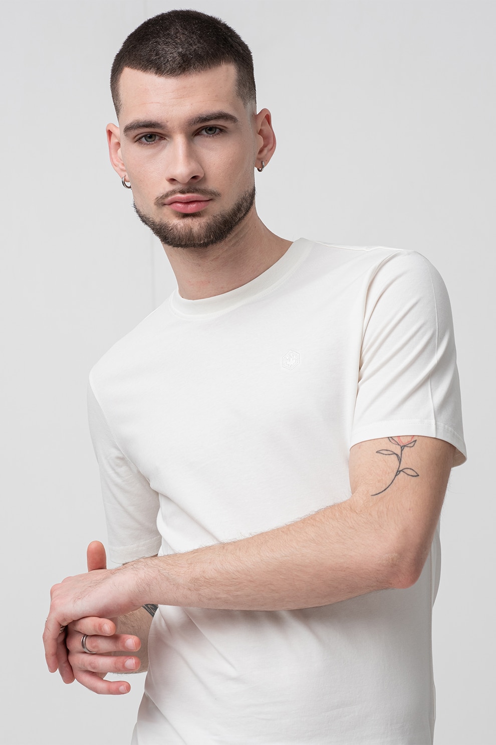 Lumberjack, Tricou uni regular fit, Alb murdar, 2XL