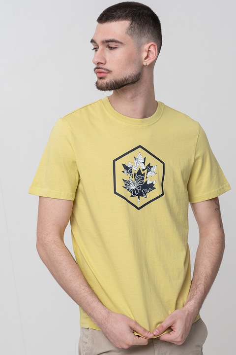 Lumberjack, Тениска с фигурален принт, Бял/Черен/Жълт