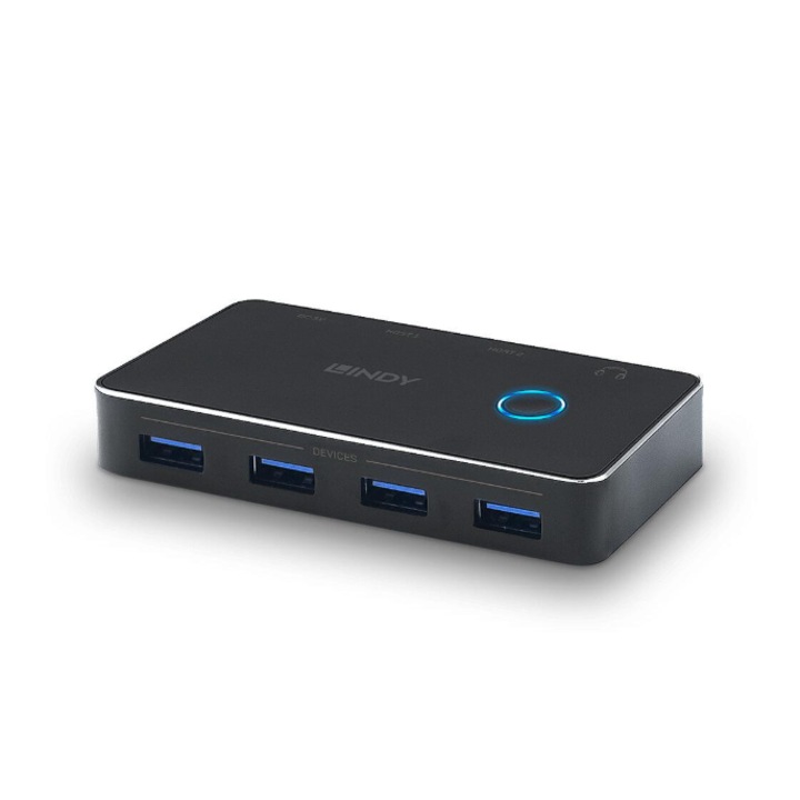 Lindy USB kapcsoló, 4 USB 3.0 2:4 port, támogatott sávszélesség 5 Gbps, lapkakészlet RTS5411, GPD8104B, AWS3410