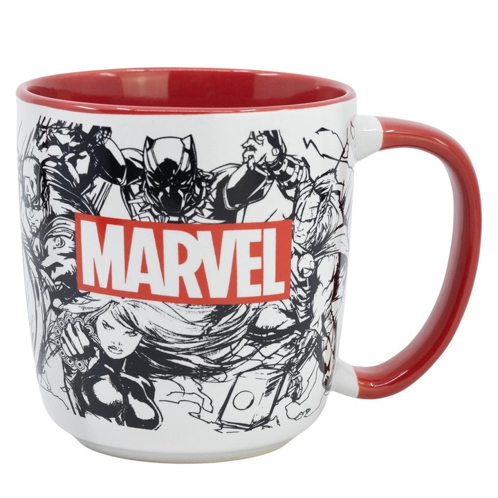 Kerámia bögre modell AVENGERS, fehér-multicolor, Űrtartalom 380ml, hivatalos Marvel licenc